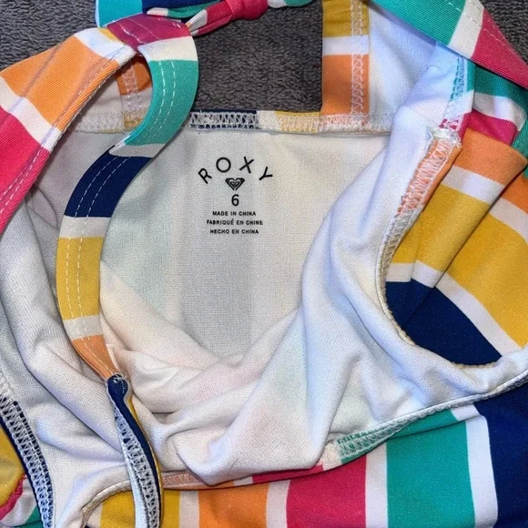 Roxy Colorful Stripe Girls’ One Piece Swimsuit Size 6 - Picture 3 of 3